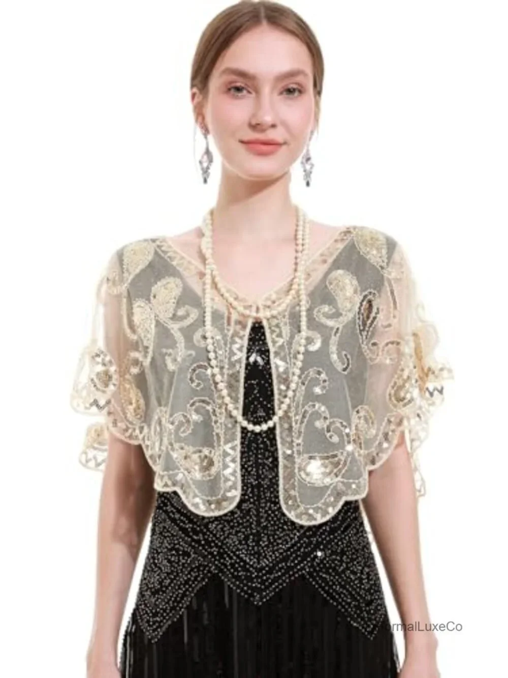 Sequin Flapper Shawl Wrap 1920s Gatsby Party Wedding Scarf